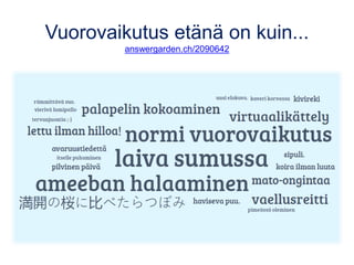 Vuorovaikutus etänä on kuin...
answergarden.ch/2090642
 