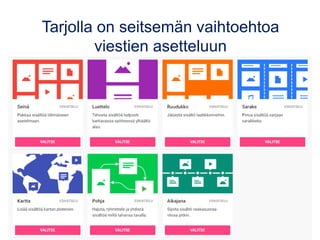 Tarjolla on seitsemän vaihtoehtoa
viestien asetteluun
 