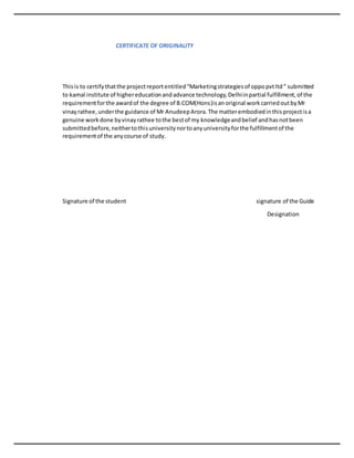 Oppo marketing strategies by vinay | DOCX