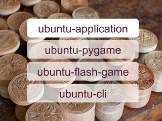 ubuntu-application
 ubuntu-pygame
ubuntu-flash-game
    ubuntu-cli
 