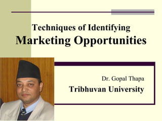 Techniques of Identifying
Marketing Opportunities
Dr. Gopal Thapa
Tribhuvan University
 