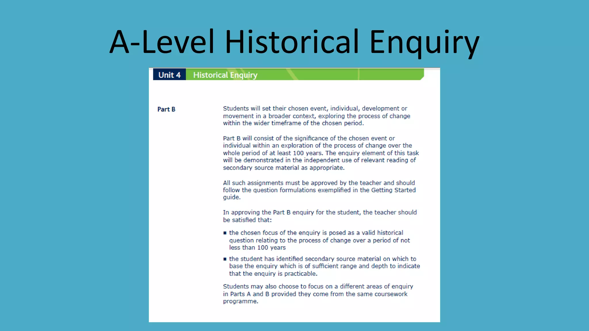 A-Level Historical Enquiry
 