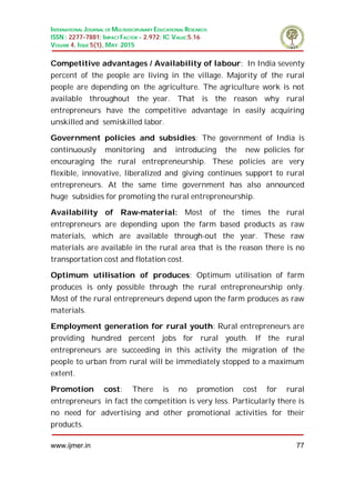 Opportunities and challenges for rural entrepreneurship in india | PDF