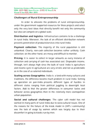 Opportunities and challenges for rural entrepreneurship in india | PDF
