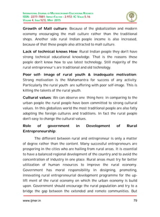 Opportunities and challenges for rural entrepreneurship in india | PDF
