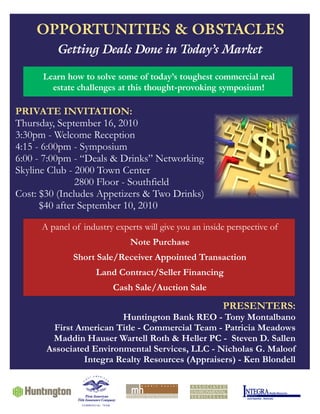 Opportunities And Obstacles   Getting Deals Done In Todays Market.Invitation With Registration Form.8 19 10