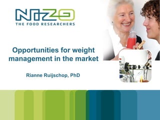 Opportunities for weight
management in the market

    Rianne Ruijschop, PhD
 