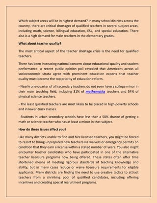 Opportunities to Improve Teacher Quality | PDF