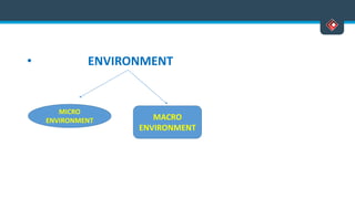 • ENVIRONMENT
MICRO
ENVIRONMENT MACRO
ENVIRONMENT
 