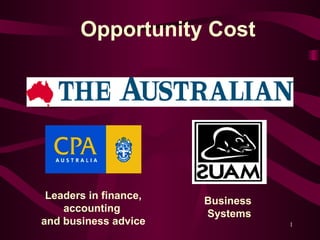 Leaders in finance, accounting  and business advice Business  Systems Opportunity Cost 