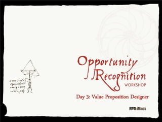 This work is licensed under Creative Commons Attribution Non Commercial 3.0
Opportunity Recognition Workshop.
The Value Proposition Designer
Case study : GRAPHINE
 