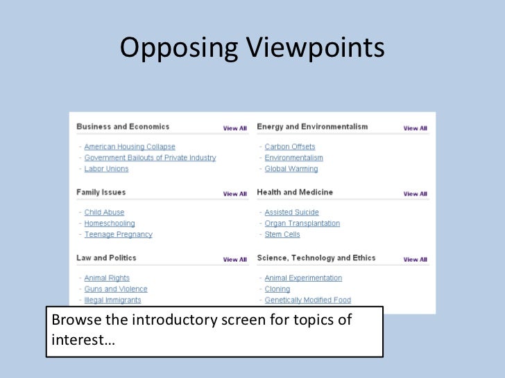 yale opposing viewpoints essay