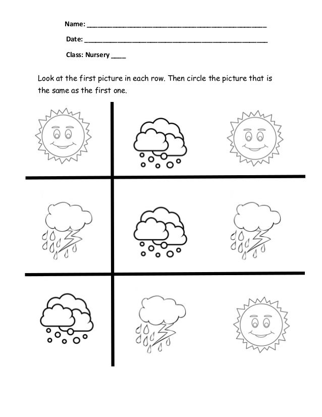 same/different winter worksheets