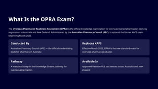 Comprehensive OPRA Exam Pattern Guide for Overseas Pharmacists | PPTX