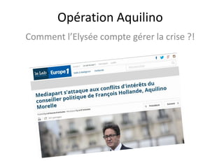 Opération Aquilino
Comment l’Elysée compte gérer la crise ?!
 