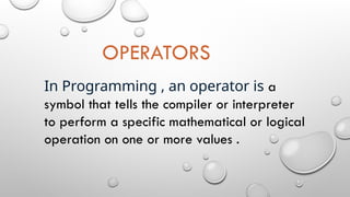 Operator in programming in C engineering | PPTX