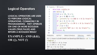 Operator in programming in C engineering | PPTX