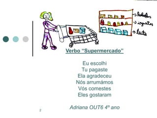 Verbo “Supermercado”

         Eu escolhi
         Tu pagaste
       Ela agradeceu
       Nós arrumámos
        Vós comestes
       Eles gostaram

2
     Adriana OUT6 4º ano
 