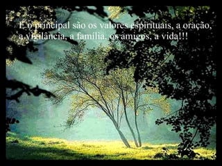 E o principal são os valores espirituais, a oração, a vigilância, a família, os amigos, a vida!!!  