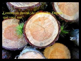 Lembre-se, porém, de uma coisa: Depois que você sair,   