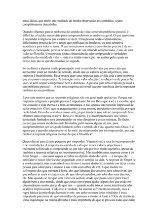 O problema pessoal do sentido da vida