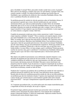 O problema pessoal do sentido da vida