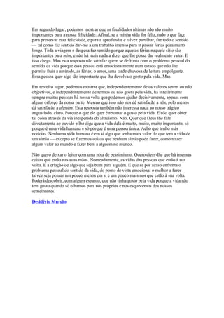 O problema pessoal do sentido da vida