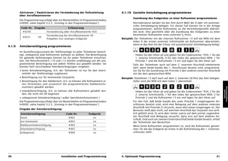 Aktivieren / Deaktivieren der Fernänderung der Rufumleitung              4.1.10 Gezielte Amtsbelegung programmieren
        über Anrufbeantworter
                                                                                          Zuordnung des Endgerätes zu einer Rufnummer programmieren
        Die Programmierung erfolgt über ein Mastertelefon im Programmiermodus
        (D9000, siehe Kapitel 3.2.2, „Einstieg in den Programmiermodus“).                 Normalerweise werden Sie das Amt durch Wahl der 0 oder mit automati-
                                                                                          scher Amtsbelegung belegen. Für diesen Fall können Sie in der Anlage
         Code Nr. Eingabe                      Erläuterung                                programmieren, welche Rufnummer an die Vermittlungsstelle übermit-
          D9240               Fernänderung über Anrufbeantworter AUS                      telt wird. Dies geschieht über die Zuordnung des Endgerätes zu einer
                              Fernänderung bei Anrufbeantworter XX                        bestimmten Rufnummer eines externen S0-Ports.
          D9241        XX
                              freigeben (nur analoges Endgerät)                  Beispiel: Der Teilnehmer mit der internen Rufnummer 13 will die MSN mit dem
                                                                                          Index 0 der ersten externen Schnittstelle als Rufnummer übermitteln,
                                                                                          wenn er das Amt mit der 0 bzw. mit automatischer Amtsbelegung belegt.
4.1.9   Amtsberechtigung programmieren

        Im Auslieferungszustand der Telefonanlage ist jeder Teilnehmer berech-
        tigt, unbegrenzt jede Rufnummer weltweit zu wählen. Die Berechtigung              - Heben Sie den Hörer ab und geben Sie die Codenummer *934, 1 für die
        für gehende Verbindungen können Sie für jeden Teilnehmer einschrän-                 1. externe Schnittstelle, 0 für den Index der gewünschten MSN, 1 für
        ken. Die Notrufnummern 110 und 112 können unabhängig von der pro-                   Priorität 1 und die Rufnummer 13 ein und legen Sie den Hörer auf.
        grammierten Berechtigung von jedem Telefon aus gewählt werden. Sie                Falls der Teilnehmer auch auf dem 2. externen Anschluß telefonieren
        können fünf verschiedene Amtsberechtigungen vergeben:                             darf, wenn beide Kanäle des 1. Anschlusses besetzt sind, programmie-
        • keine Amtsberechtigung, d.h. der Teilnehmer ist nur für den Intern-             ren Sie für die Zuordnung mit Priorität 2 den anderen externen Anschluß
          verkehr der Telefonanlage zugelassen                                            mit der dort gewünschten MSN.
        • Berechtigung nur für kommende Gespräche                                Beispiel: Teilnehmer 13 darf auch auf dem 2. externen S0-Port das Amt belegen.
        • Berechtigung für den Nahbereich, d.h. es können alle Rufnummern ei-             Dafür wird die MSN mit dem Index 1 übermittelt.
          nes Ortsnetzes und zusätzlich die programmierten Nahbereichs-
          nummern gewählt werden.




                                                                                                                                                                       Programmierung
                                                                                                                                                                          Optionale
        • Inlandsberechtigung, d.h. es können alle Rufnummern gewählt wer-                - Heben Sie den Hörer ab und geben Sie die Codenummer *934, 2 für die
          den, die nicht mit 00 beginnen                                                    2. externe Schnittstelle, 1 für den Index der gewünschten MSN, 2 für
        • unbegrenzte Amtsberechtigung ( außer Sperrbereichsnummern )                       Priorität 2 und die Rufnummer 13 ein und legen Sie den Hörer auf.
        Die Programmierung erfolgt über ein Mastertelefon im Programmiermodus             Für den Fall, daß beide Kanäle des unter Priorität 1 eingetragenen An-
        (D9000, siehe Kapitel 3.2.2, „Einstieg in den Programmiermodus“).                 schlusses besetzt sind, wird eine Belegung auf dem anderen externen
                                                                                          Anschluß (mit Priorität 2) versucht, wenn dort etwas eingetragen ist. Der
        Eingabe der Amtsberechtigung:
                                                                                          Benutzer weiß aber nicht, auf welchem Anschluß das Gespräch nun wirk-
        Amtsberechtigung                     Code Nr.          Endgerät                   lich geführt wird. Es wird aber immer zuerst auf dem primär zugeordne-
                                                                                          ten Anschluß eine Belegung versucht, dann erst auf dem anderen An-
        keine                                  D962                xx
                                                                                          schluß. Sind auch am zweiten Externanschluß beide Kanäle besetzt, erhält
        nur kommend                            D963                xx                     der Teilnehmer den Besetztton.
        Nahbereichsberechtigung                D964                xx                     Wenn keine Rufnummer programmiert ist, wird die Rufnummer genom-
        Inlandsberechtigung                    D965                xx                     men, für die das Endgerät als erstes in der Rufverteilung des 1. Externan-
        unbegrenzt                             D966                xx                     schlusses steht.




30                                       Installation und Programmierung         4. Optionale Pogrammierung                                                      31
 