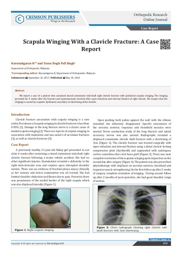 Scapula Winging With A Clavicle Fracture A Case Report Crimson Publi