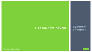Organization
                             1 . BRAND DEVELOPMENT   Development




“The Brand Is Everything.”                                      5
 