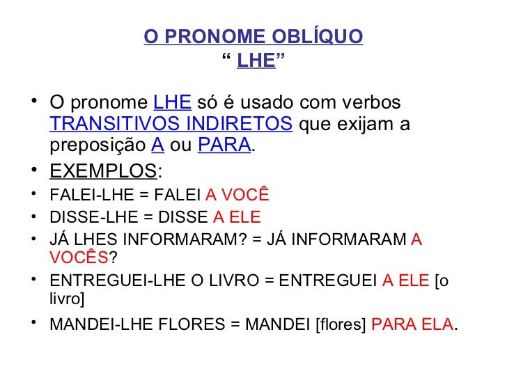 Exemplos de pronomes Exemplos de pronomes