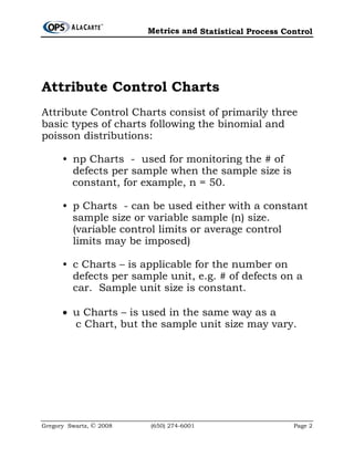Ops A La Carte Statistical Process Control (SPC) Seminar | PDF