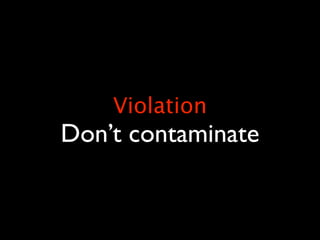 Violation
Don’t contaminate
 