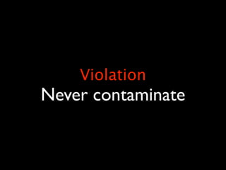 Violation
Never contaminate
 