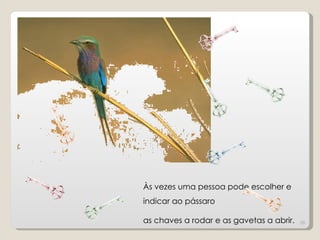 Às vezes uma pessoa pode escolher e
indicar ao pássaro

as chaves a rodar e as gavetas a abrir.   26
 