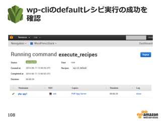 wp-cliのdefaultレシピ実行の成功を
確認
108
 