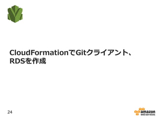 CloudFormationでGitクライアント、
RDSを作成
24
 