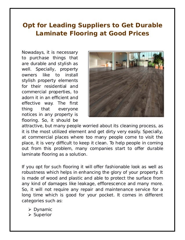Opt For Leading Suppliers To Get Durable Laminate Flooring At Good Pr