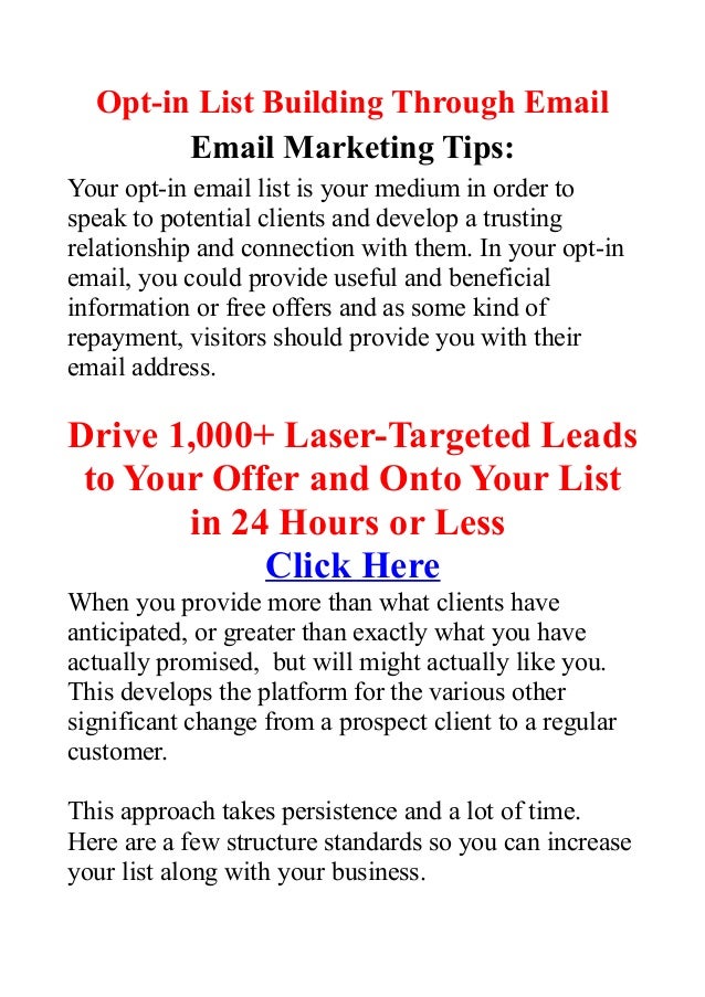 Opt-in List Building Through Email - Opt-in Email Marketing Tips