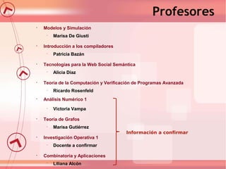Profesores


Modelos y Simulación




Introducción a los compiladores




Marisa Gutiérrez

Investigación Operativa 1...