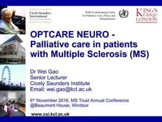 Picture of OPTCARE Neuro - Palliative care in patients with Multiple Sclerosis (MS ...