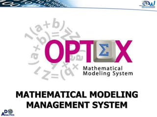 MATHEMATICAL MODELING
MANAGEMENT SYSTEM
 