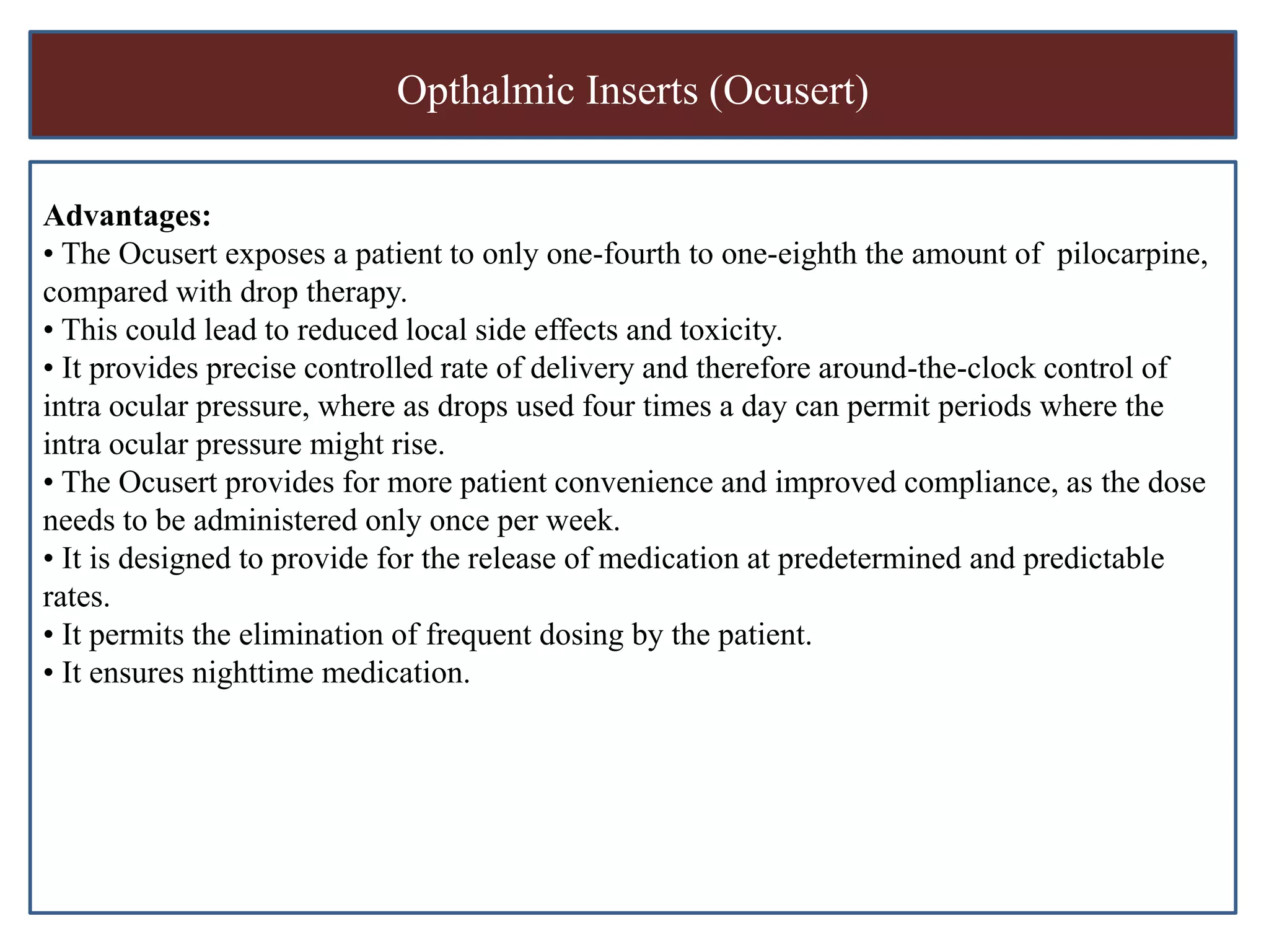 Ocuset Formulation Industrial Pharmacy-I -Ophthalmic preparation part 3 | PPTX