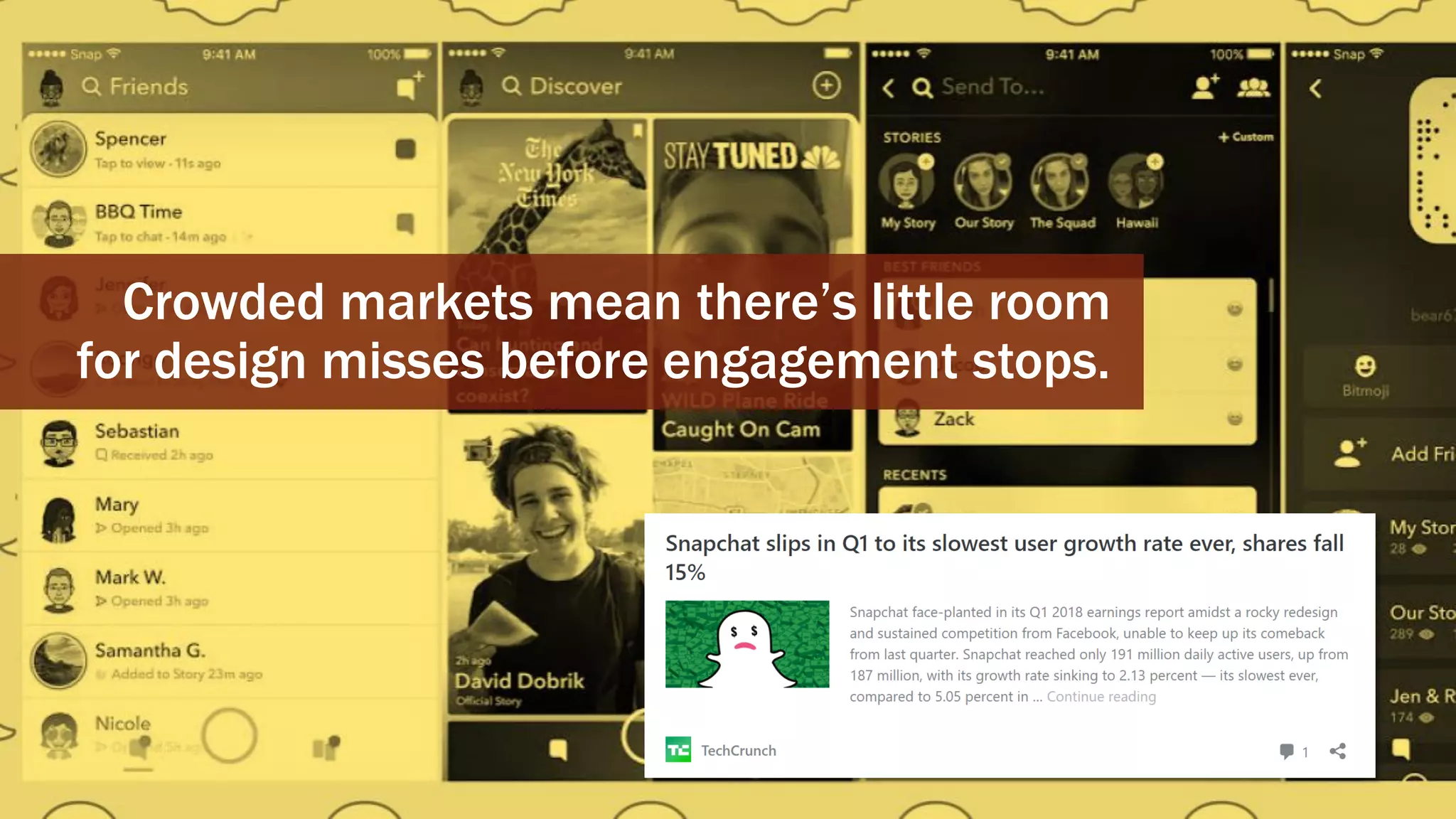 CHERYLPLATZ-@MUPPETAPHRODITE
Crowded markets mean there’s little room
for design misses before engagement stops.
 