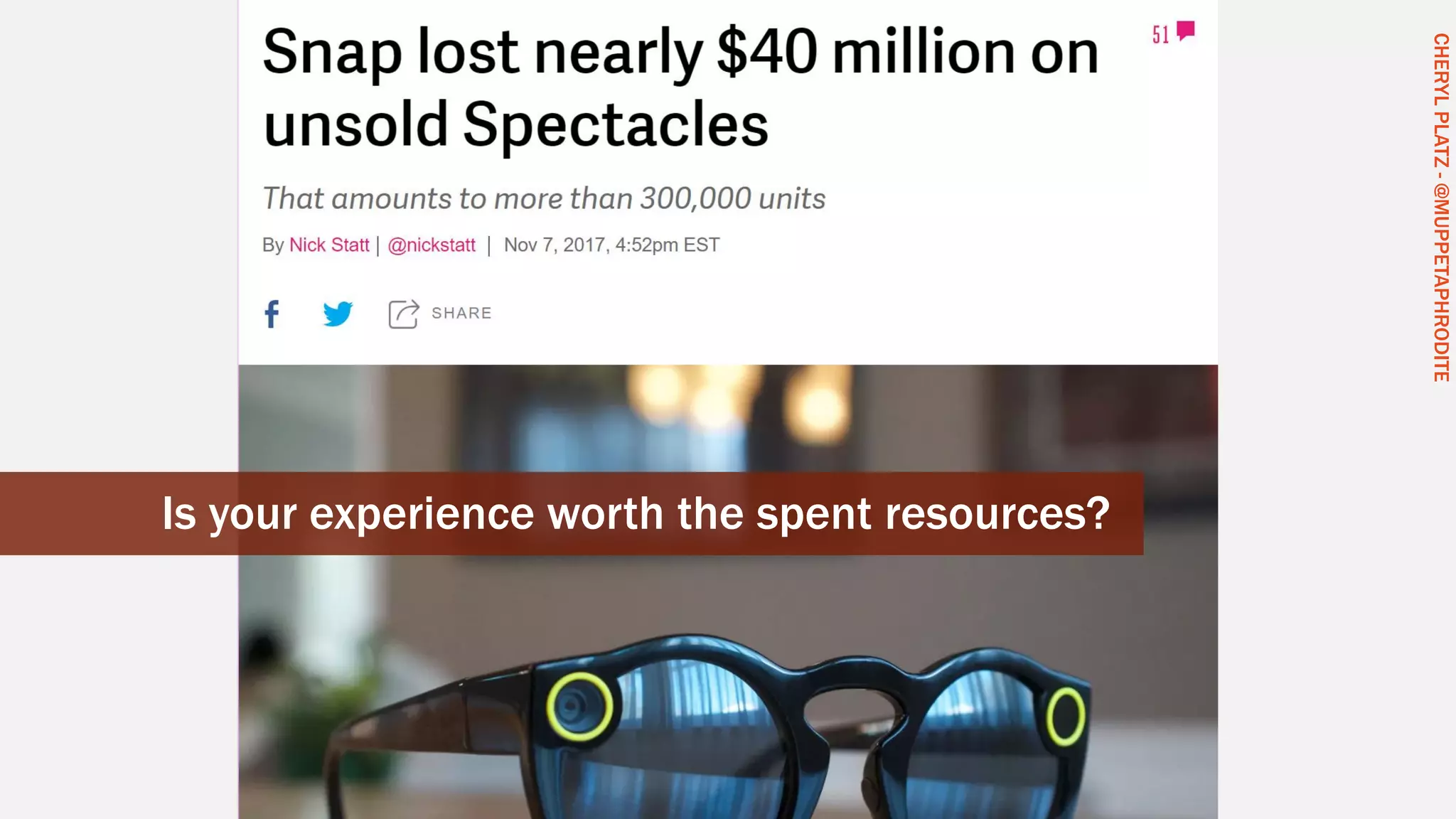 CHERYLPLATZ-@MUPPETAPHRODITE
Is your experience worth the spent resources?
CHERYLPLATZ-@MUPPETAPHRODITE
 