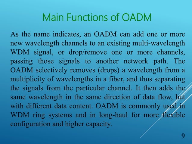 Optical add drop multiplexer in Optical Fiber Communication | PPTX ...