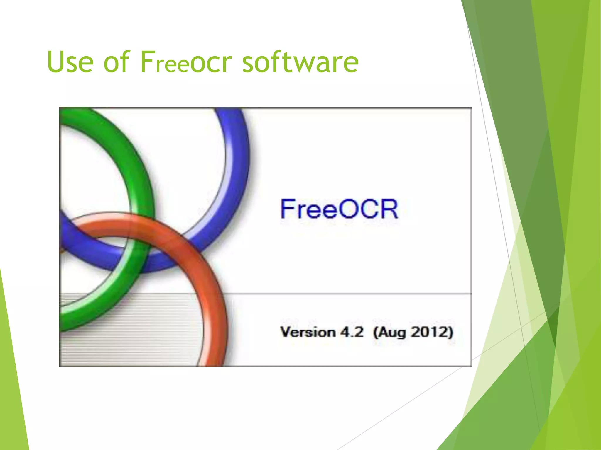 Use of Freeocr software
 