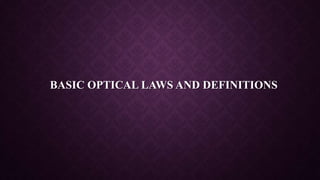 BASIC OPTICAL LAWS AND DEFINITIONS
 