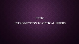 UNIT-1
INTRODUCTION TO OPTICAL FIBERS
 