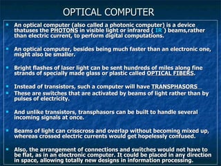 Optical Computer Tech Optical Computing | PPT